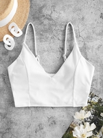 ZAFUL Haut de Bikini Court Côtelé L Blanc