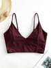 ZAFUL Haut de Bikini Court Côtelé S Rouge foncé