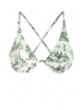 ZAFUL Haut de Bikini Croisé avec Motif de Toile De Jouy à Armature Unique L Vert clair