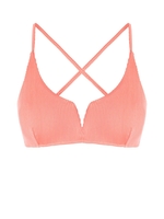 ZAFUL Haut de Bikini Croisé Côtelé à Armature en V M Orange clair