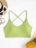 ZAFUL Haut de Bikini Croisé Côtelé à Lacets S Vert