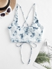 ZAFUL Haut de Bikini Croisé Côtelé Marbré 2xl Blanc
