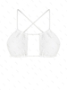 ZAFUL Haut de Bikini Croisé Découpé Broderie Anglaise S Blanc