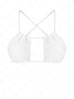ZAFUL Haut de Bikini Croisé Découpé Broderie Anglaise S Blanc