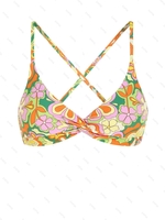 ZAFUL Haut de Bikini Croisé Fleuri Torsadé L Multi a
