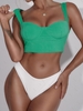 ZAFUL Haut de Bikini Côtelé à Armature M Vert