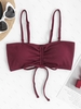 ZAFUL Haut de Bikini Côtelé à Bretelle Nouée à Lacets L Rouge foncé