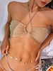 ZAFUL Haut de Bikini Côtelé à Col Halter M Café lumière