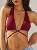 ZAFUL Haut de Bikini Côtelé à Col Halter M Rouge foncé