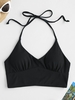 ZAFUL Haut de Bikini Côtelé à Col Halter S Noir