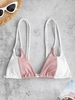ZAFUL Haut de Bikini Côtelé à Double Bretelle en Blocs de Couleurs S Rose clair
