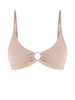 ZAFUL Haut de Bikini Côtelé Anneau en O en Couleur Unie M Café lumière