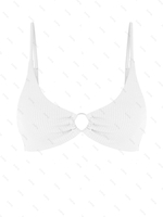 ZAFUL Haut de Bikini Côtelé Anneau en O en Couleur Unie S Blanc
