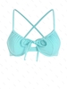 ZAFUL Haut de Bikini Côtelé Croisé avec Nœud Papillon à Armature M Bleu clair