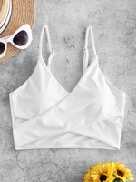 ZAFUL Haut de Bikini Côtelé Croisé en Avant M Blanc