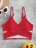 ZAFUL Haut de Bikini Côtelé Croisé en Avant S Rouge