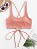 ZAFUL Haut de Bikini Côtelé Croisé Xl Orange rose