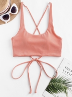 ZAFUL Haut de Bikini Côtelé Croisé Xl Orange rose