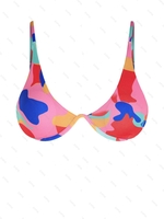 ZAFUL Haut de Bikini Côtelé Diagonale Entrelacé en Blocs de Couleurs S Rose léger