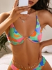 ZAFUL Haut de Bikini Côtelé Diagonale Entrelacé en Blocs de Couleurs S Vert clair