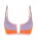 ZAFUL Haut de Bikini Côtelé en Blocs de Couleurs à Armature en V M Multi a