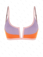 ZAFUL Haut de Bikini Côtelé en Blocs de Couleurs à Armature en V M Multi a