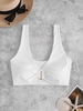 ZAFUL Haut de Bikini Côtelé Plongeant S Blanc