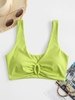ZAFUL Haut de Bikini Côtelé Plongeant S Vert