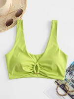 ZAFUL Haut de Bikini Côtelé Plongeant S Vert