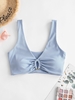 ZAFUL Haut de Bikini Côtelé Plongeant Xl Bleu clair