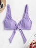 ZAFUL Haut de Bikini Côtelé Texturé à Armature en V L Mauve