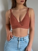 ZAFUL Haut de Bikini Côtelé Texturé Superposé S Café