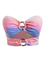 ZAFUL Haut de Bikini Côtelé Tie Dye Bague en O Grande Taille Xxl