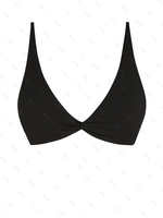 ZAFUL Haut de Bikini Côtelé Tordu Noué Au Dos M Noir