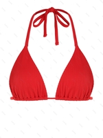 ZAFUL Haut de Bikini Côtelé Triangle L Rouge