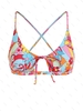 ZAFUL Haut de Bikini Découpé à Imprimé Fleur à Lacets S Multi a
