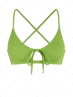 ZAFUL Haut de Bikini Découpé Côtelé à Lacets S Vert