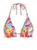 ZAFUL Haut de Bikini Fleuri à Volants à Col Halter L Multi a