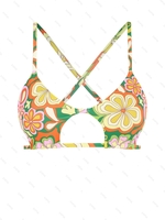 ZAFUL Haut de Bikini Fleuri Croisé en Forme D