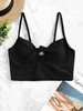 ZAFUL Haut de Bikini Long Noué Côtelé à Armature M Noir