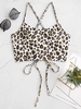 ZAFUL Haut de Bikini Léopard Croisé à Lacets L Multi a