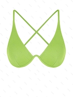 ZAFUL Haut de Bikini Métallisé Brillant Croisé à Paillettes S Vert