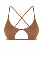ZAFUL Haut de Bikini Métallisé Etoile Brillant Croisé en Forme D
