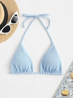 ZAFUL Haut de Bikini Plissé à Col Halter M Bleu clair