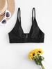 ZAFUL Haut de Bikini Plongeant Côtelé à Volants L Noir