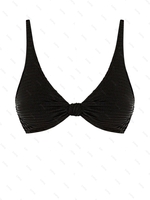 ZAFUL Haut de Bikini Plongeant Côtelé Noué S Noir