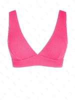 ZAFUL Haut de Bikini Plongeant Vague Texturé M Rose clair