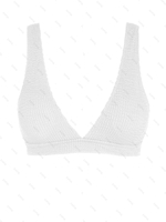 ZAFUL Haut de Bikini Plongeant Vague Texturé S Blanc