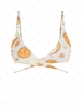 ZAFUL Haut de Bikini Plongeant à Imprimé Soleil et Lune L Blanc