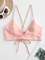 ZAFUL Haut de Bikini Rembourré Tressé à Lacets à Bretelle M Rose clair